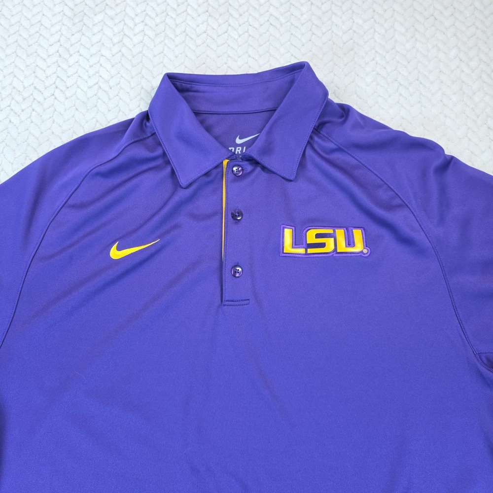 Nike LSU Tigers Mens Medium Purple Dri-FIT Short Sleeve Polo Shirt 25840X-LS1